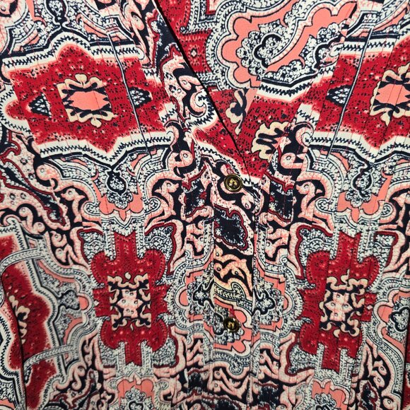 Charter Club Blouse Pintuck Top Red White Blue Geometric Plus Size 3X - Picture 3 of 7